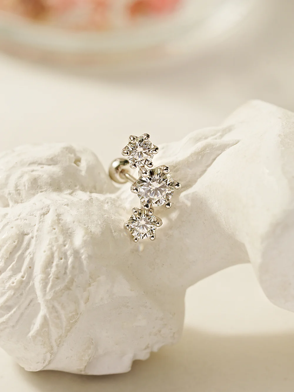 14K Gold Moissanite Crown Triple Cartilage Earring 20G18G16G - Image 13