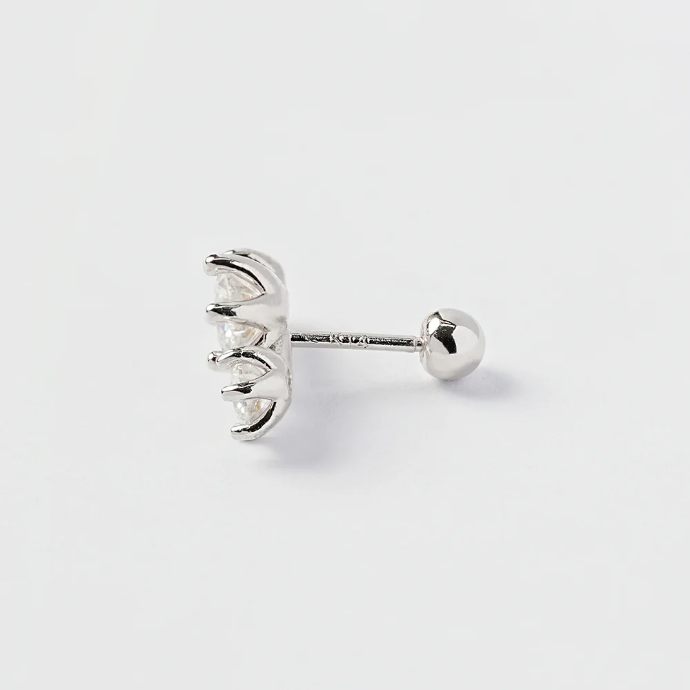 14K Gold Moissanite Crown Triple Cartilage Earring 20G18G16G - Image 14
