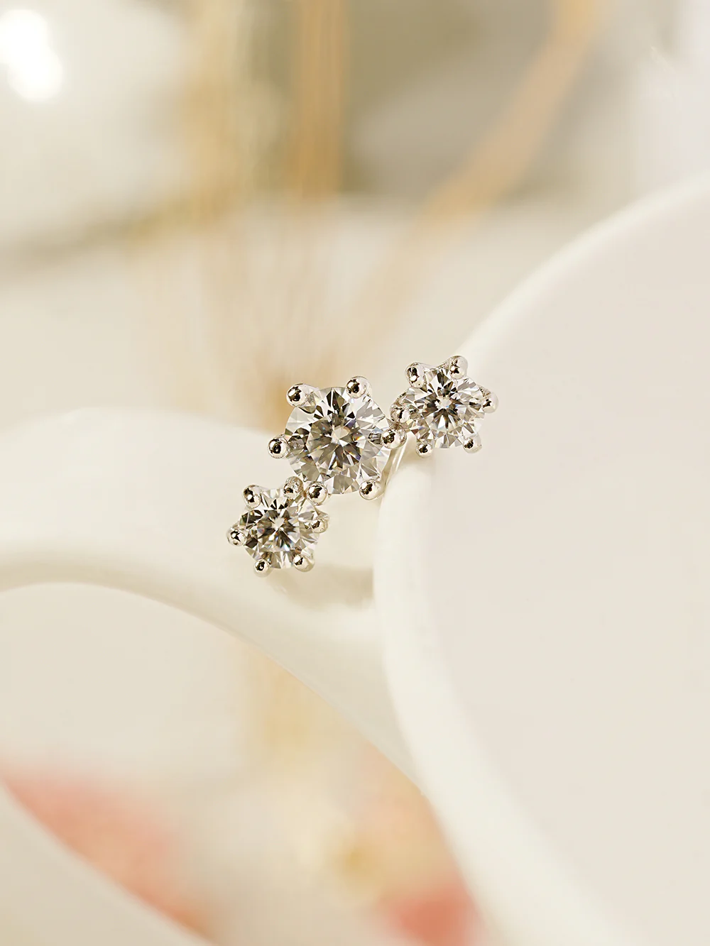 14K Gold Moissanite Crown Triple Cartilage Earring 20G18G16G - Image 9