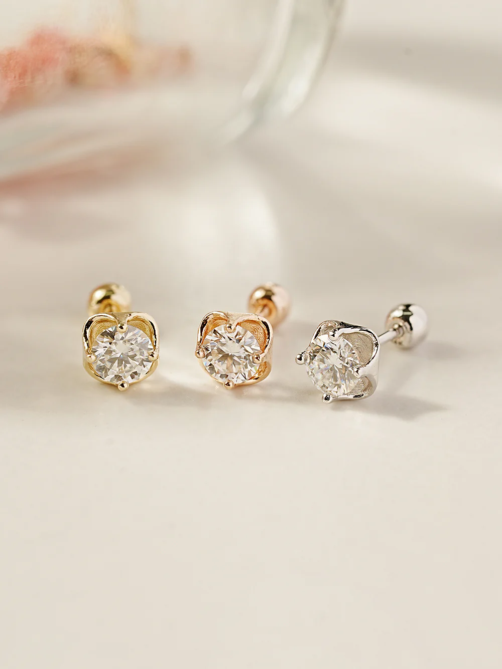14K Gold Moissanite Tulip Cartilage Earring 20G18G16G - Image 11