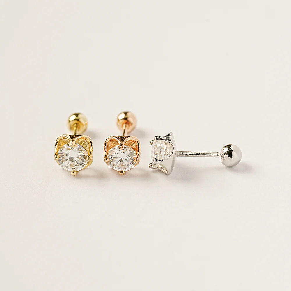 14K Gold Moissanite Tulip Cartilage Earring 20G18G16G - Image 13