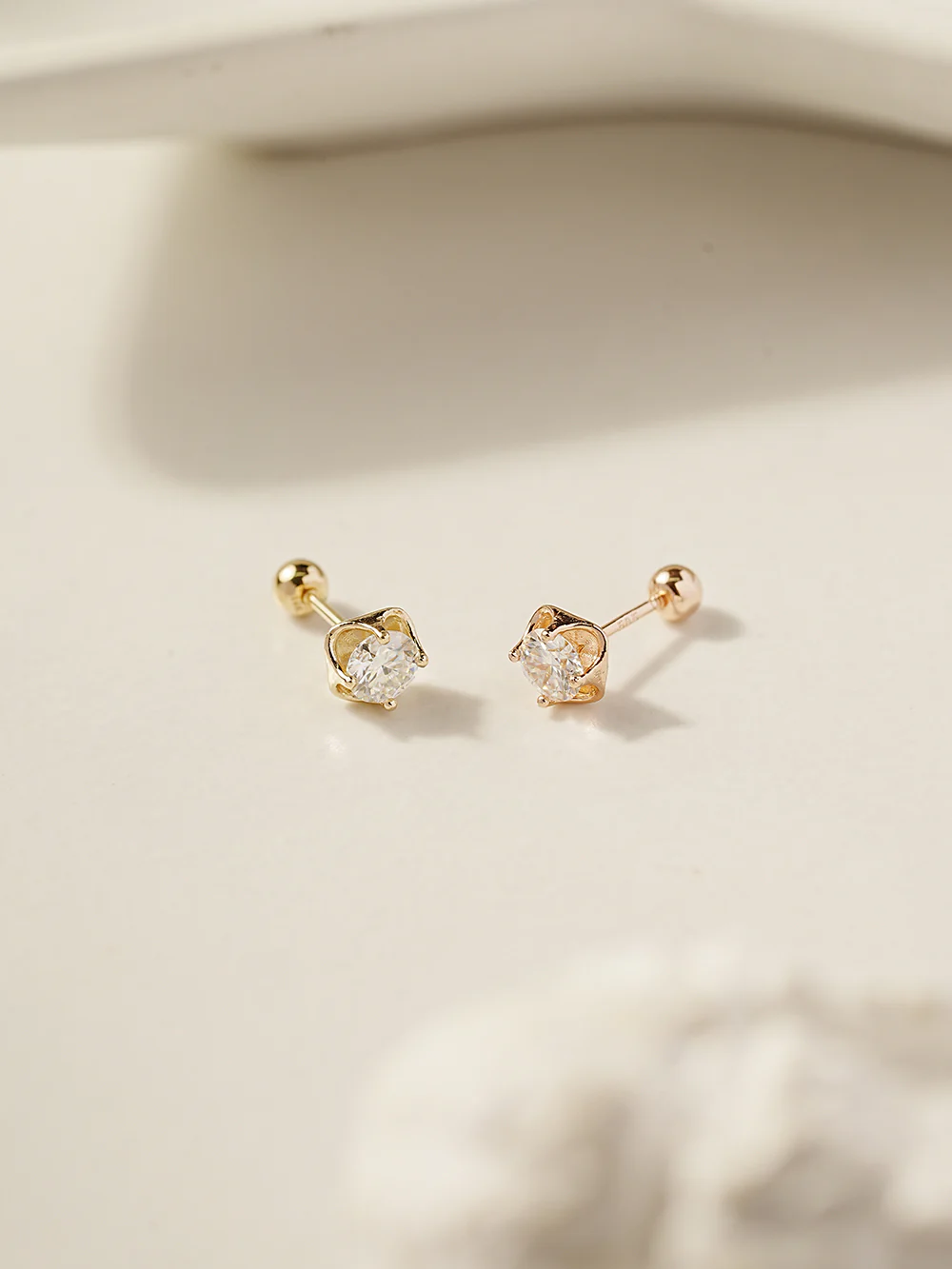 14K Gold Moissanite Tulip Cartilage Earring 20G18G16G - Image 5