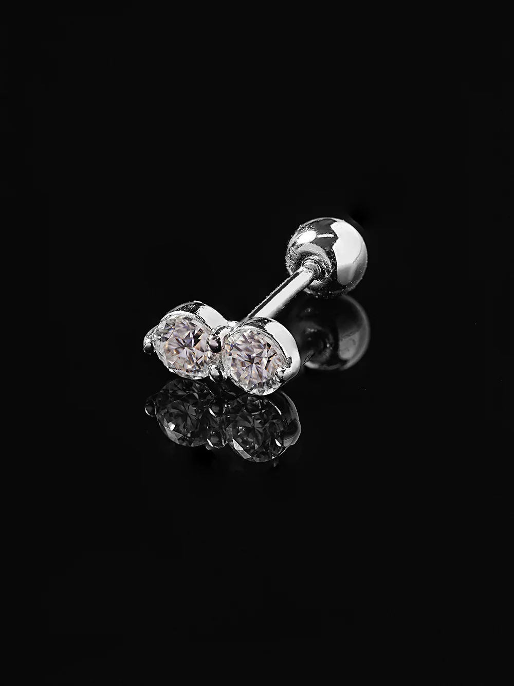 14K Gold Moissanite Two Way Cartilage Earring 20G18G16G