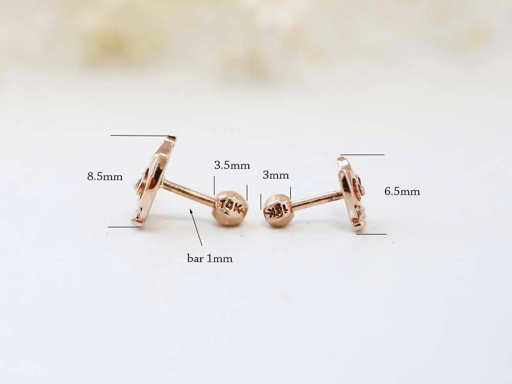 14K Gold Mom & Baby Owl Cartilage Earring 18G16G - Image 10
