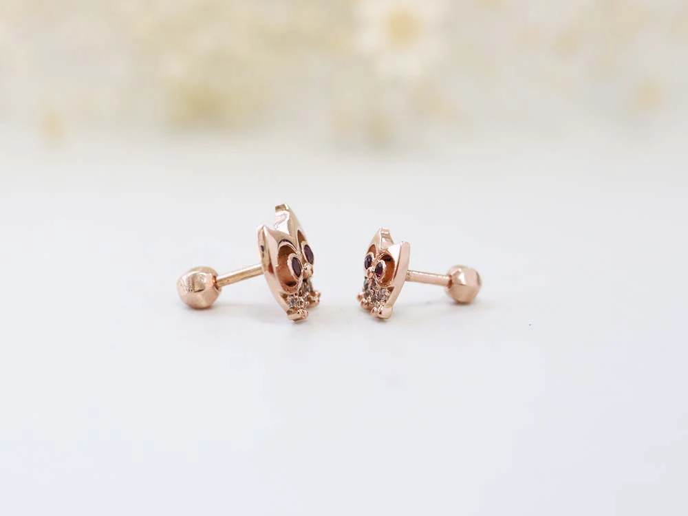 14K Gold Mom & Baby Owl Cartilage Earring 18G16G - Image 4