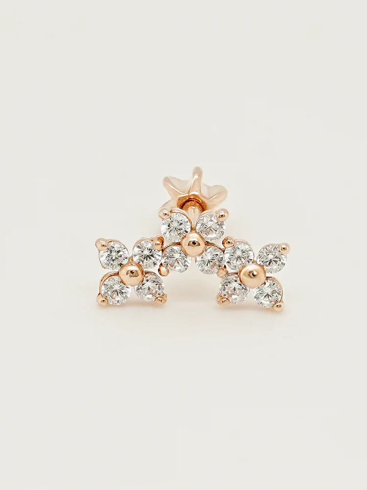 14K Gold Moment in Bloom Cartilage Earring 18G16G - Image 13