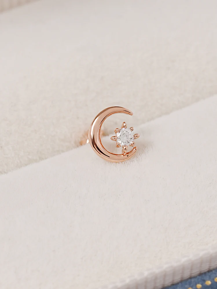 14K Gold Moon Light Star Cartilage Earring 18G16G - Image 7