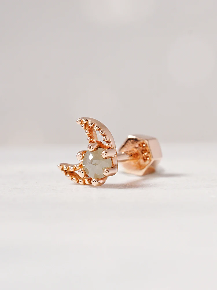 14K Gold Moon Rough Cartilage Earring 18G
