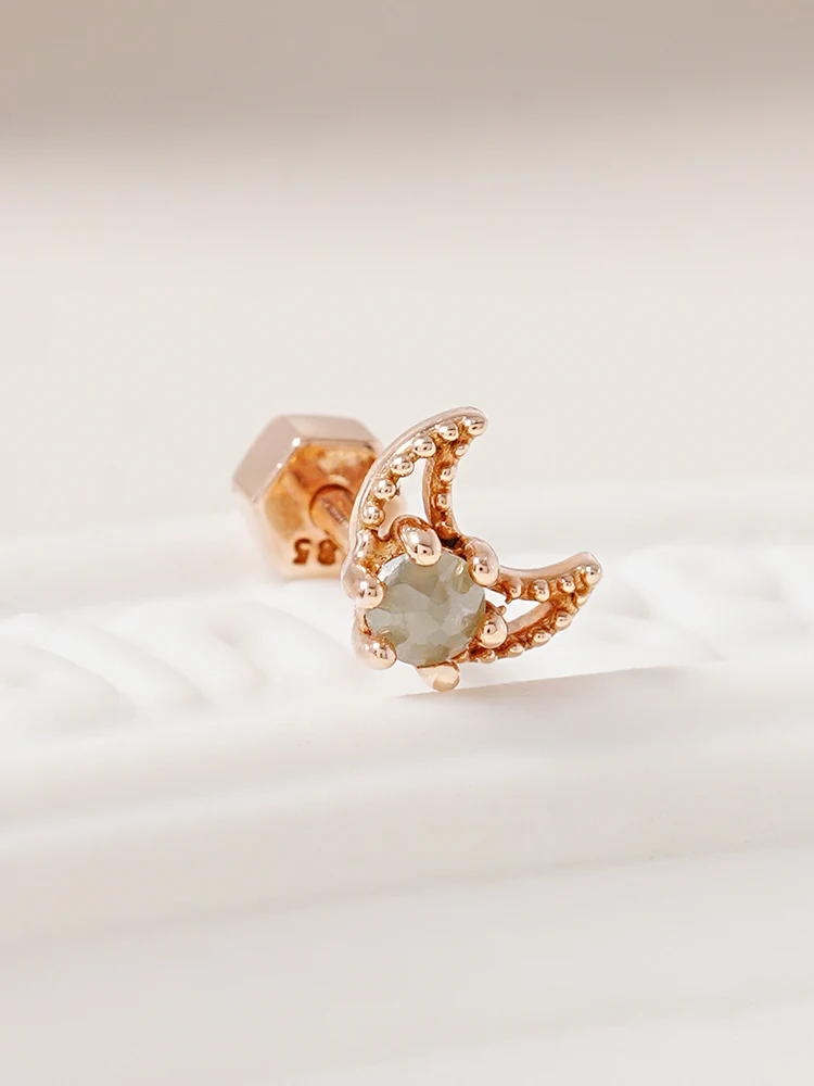 14K Gold Moon Rough Cartilage Earring 18G - Image 10