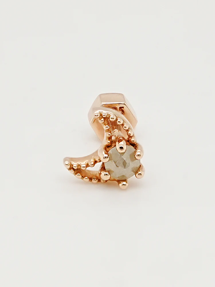 14K Gold Moon Rough Cartilage Earring 18G - Image 11