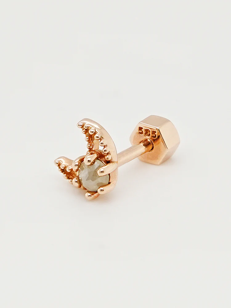 14K Gold Moon Rough Cartilage Earring 18G - Image 12