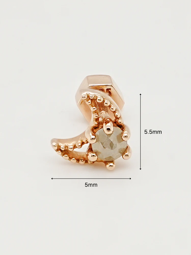 14K Gold Moon Rough Cartilage Earring 18G - Image 14