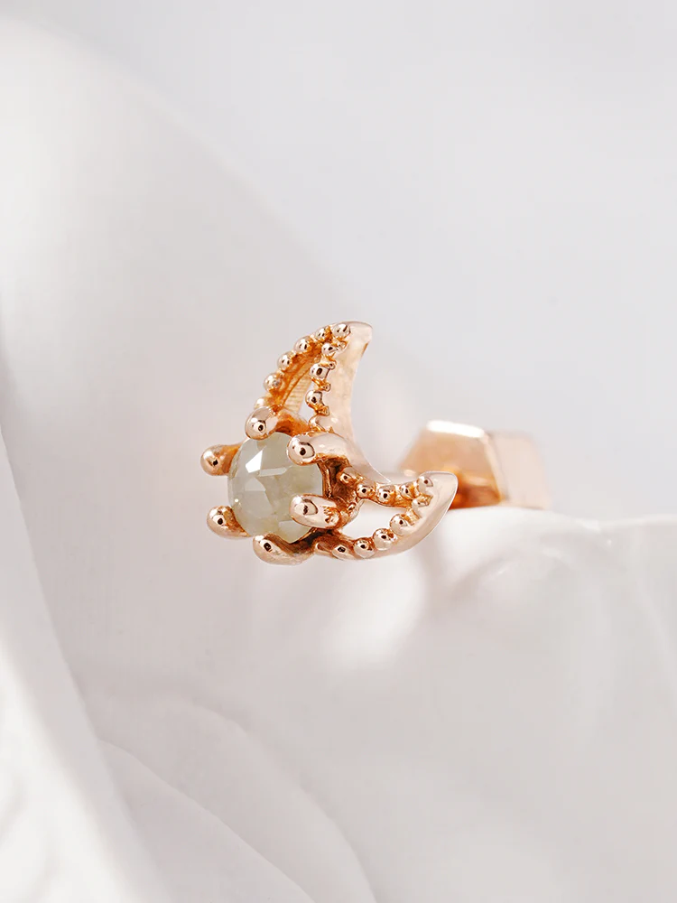14K Gold Moon Rough Cartilage Earring 18G - Image 9
