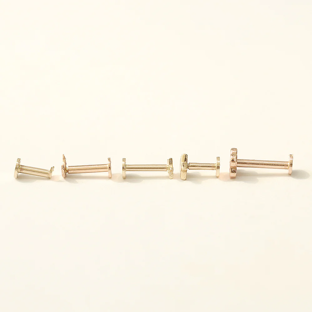 14K Gold Moon&Star&Clover Internally Threaded Labret Piercing 18G16G - Image 13