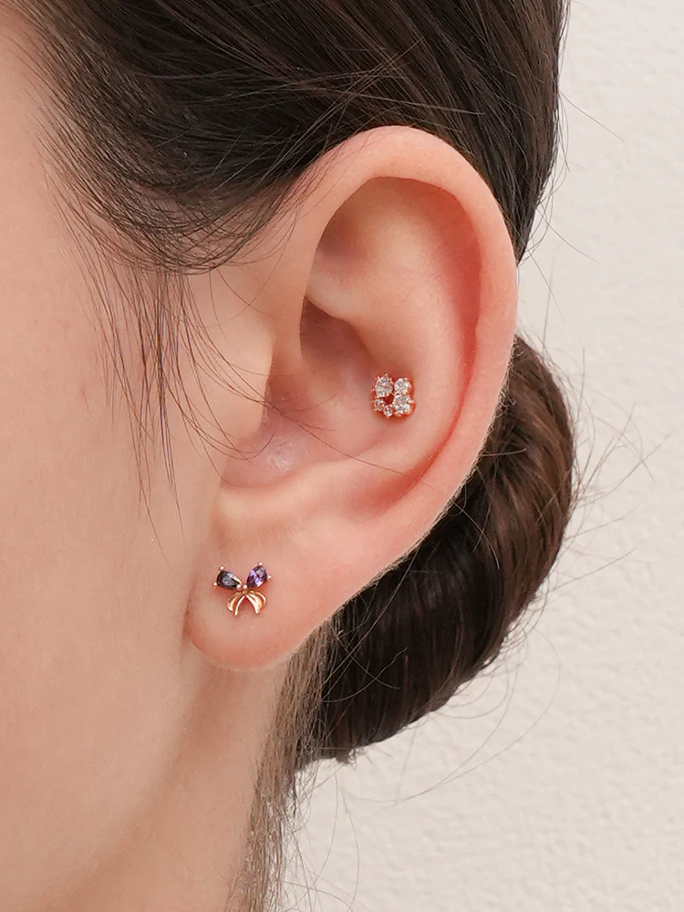 14K Gold Moonlight Ribbon Cartilage Earring 18G16G - Image 2