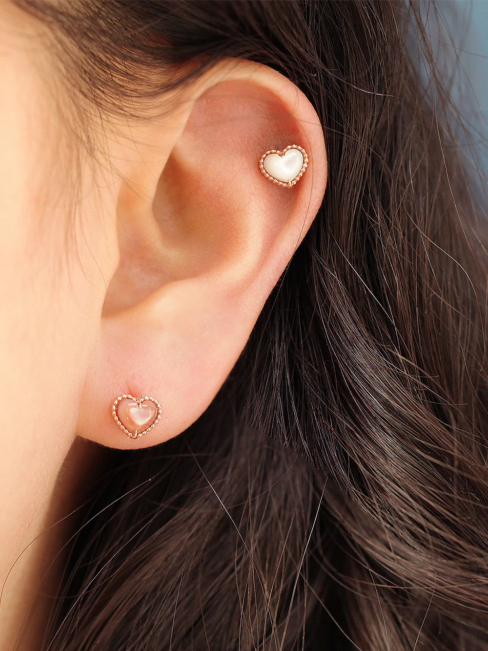 14K Gold Mother of Pearl Cartilage Earring 18g16g - Image 3