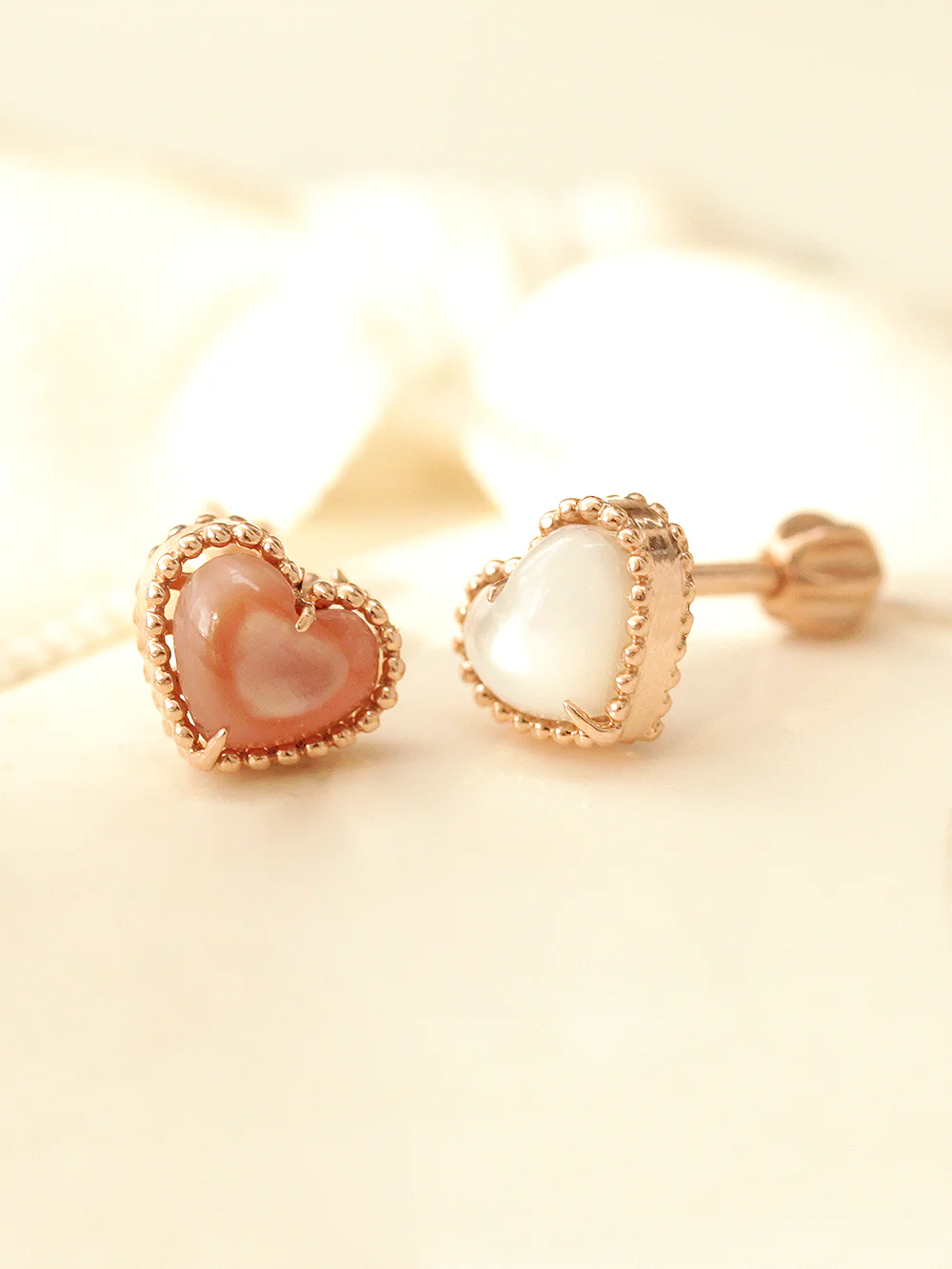 14K Gold Mother of Pearl Cartilage Earring 18g16g - Image 4