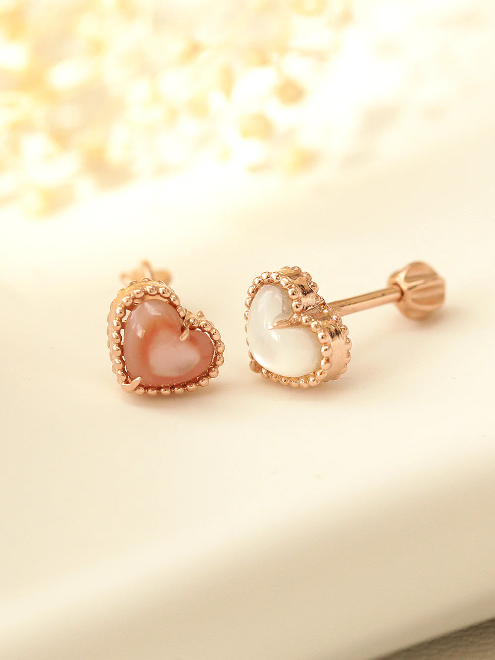 14K Gold Mother of Pearl Cartilage Earring 18g16g - Image 6