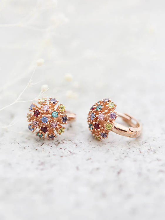 14K Gold Multi Color Hoop Earring - Image 3