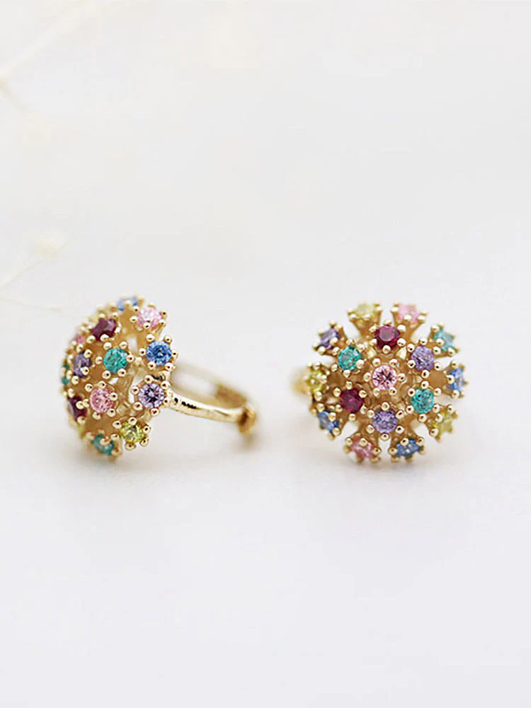 14K Gold Multi Color Hoop Earring - Image 5