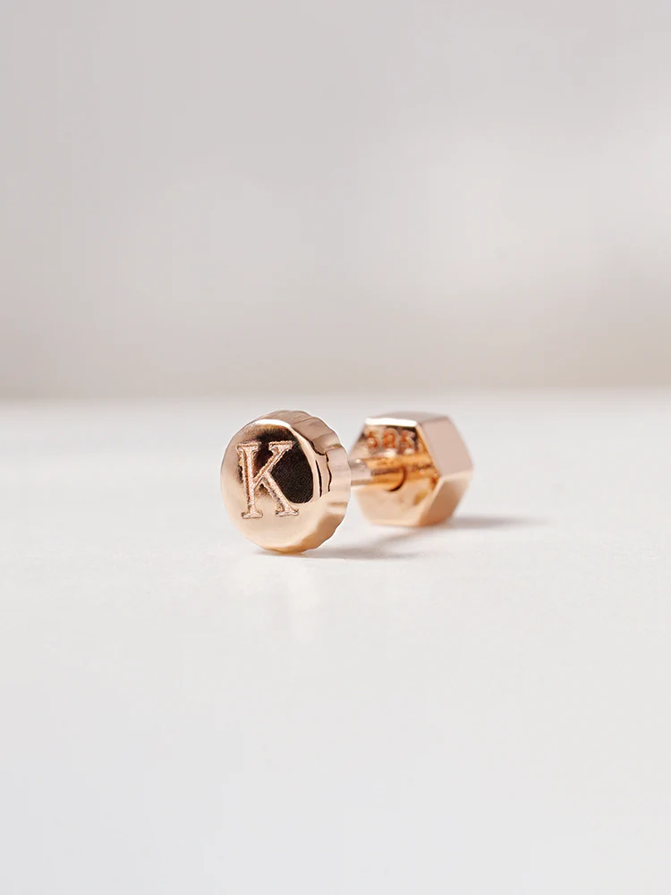 14K Gold My Letter Initial Cartilage Earring 18G - Image 11
