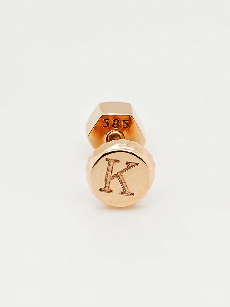 14K Gold My Letter Initial Cartilage Earring 18G - Image 12
