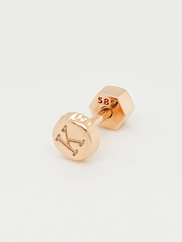 14K Gold My Letter Initial Cartilage Earring 18G - Image 13