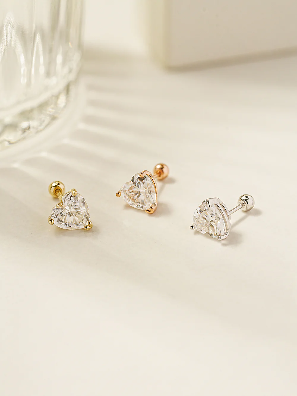 14K Gold Moissanite Glory Heart Cartilage Earring 20G18G16G - Image 15