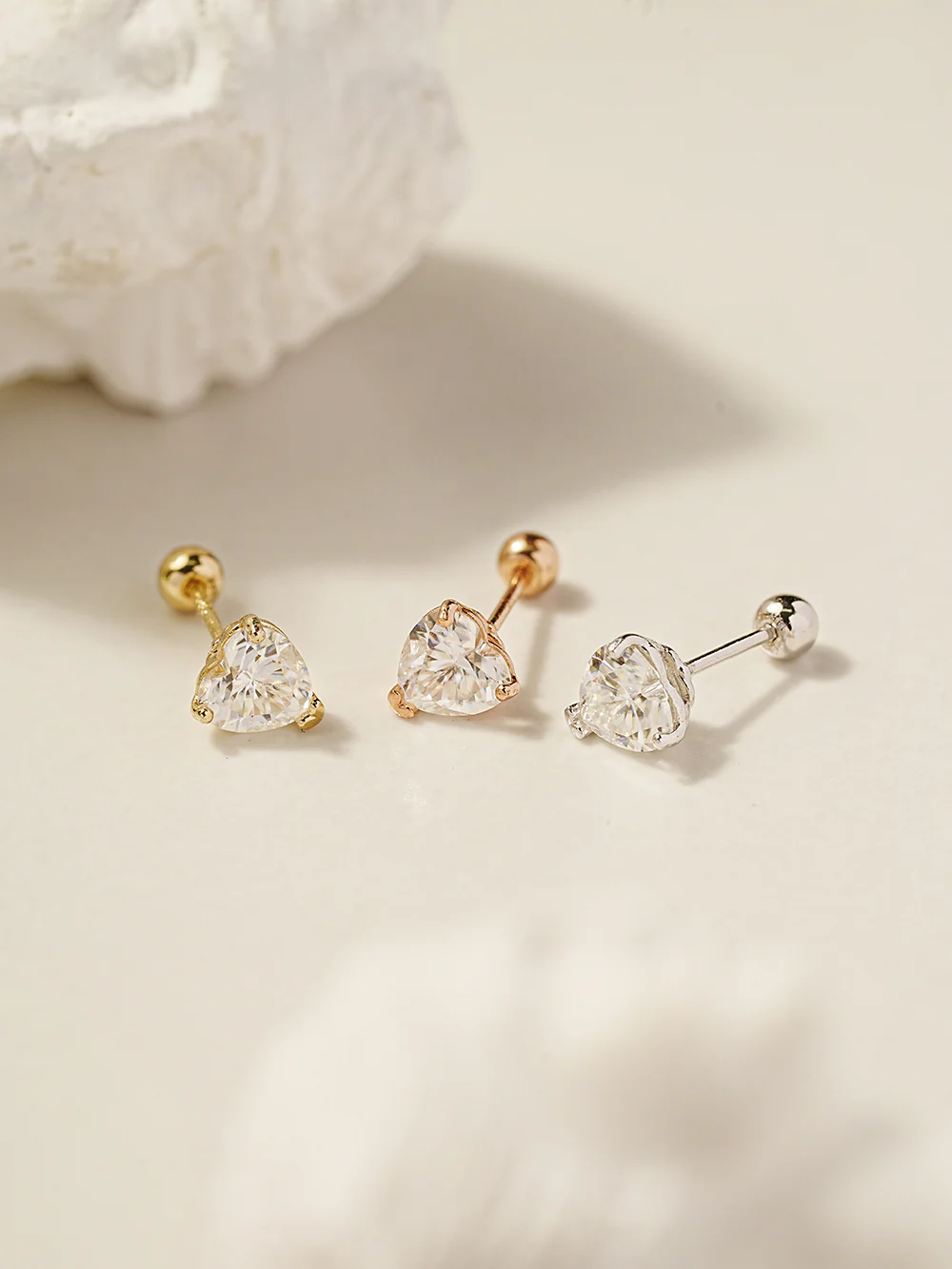 14K Gold Moissanite Glory Heart Cartilage Earring 20G18G16G - Image 7