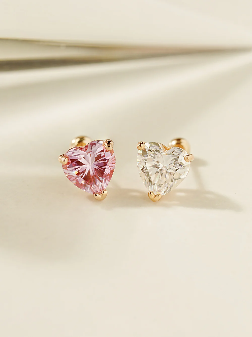 14K Gold Moissanite Glory Heart Cartilage Earring 20G18G16G - Image 9