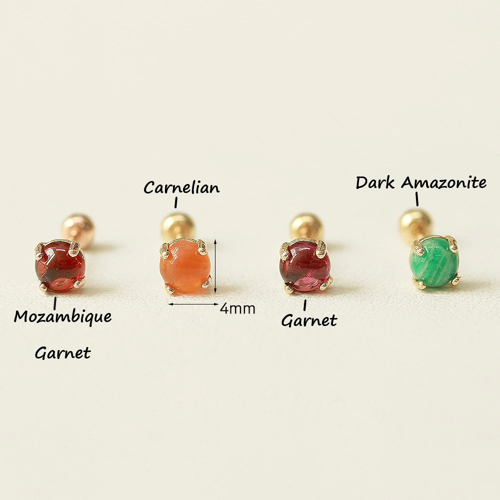 14K Gold Daily Natural Gemstone Cartilage Earring 20G18G16G - Image 10