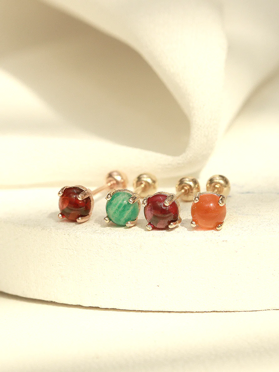 14K Gold Daily Natural Gemstone Cartilage Earring 20G18G16G - Image 5