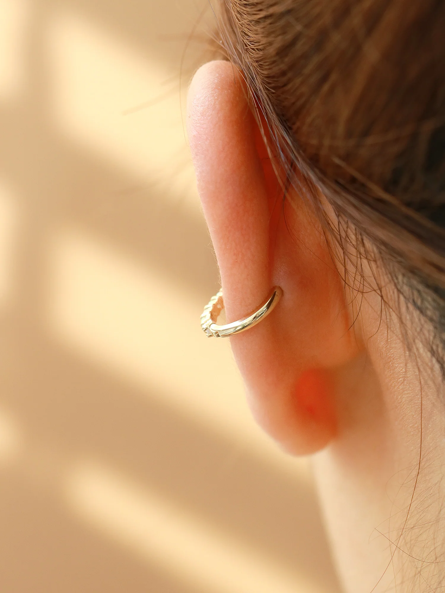 14K Gold Opal Cartilage Hoop Earring - Image 6