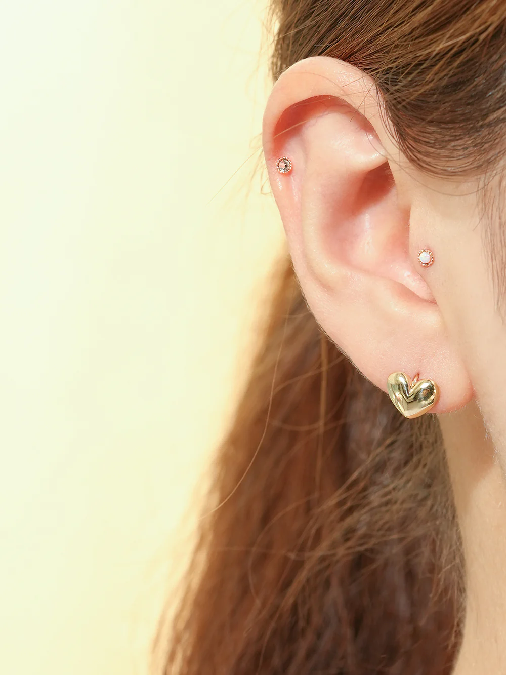 14K Gold Opal CZ Hemisphere Cartilage Earring 20G18G16G - Image 6
