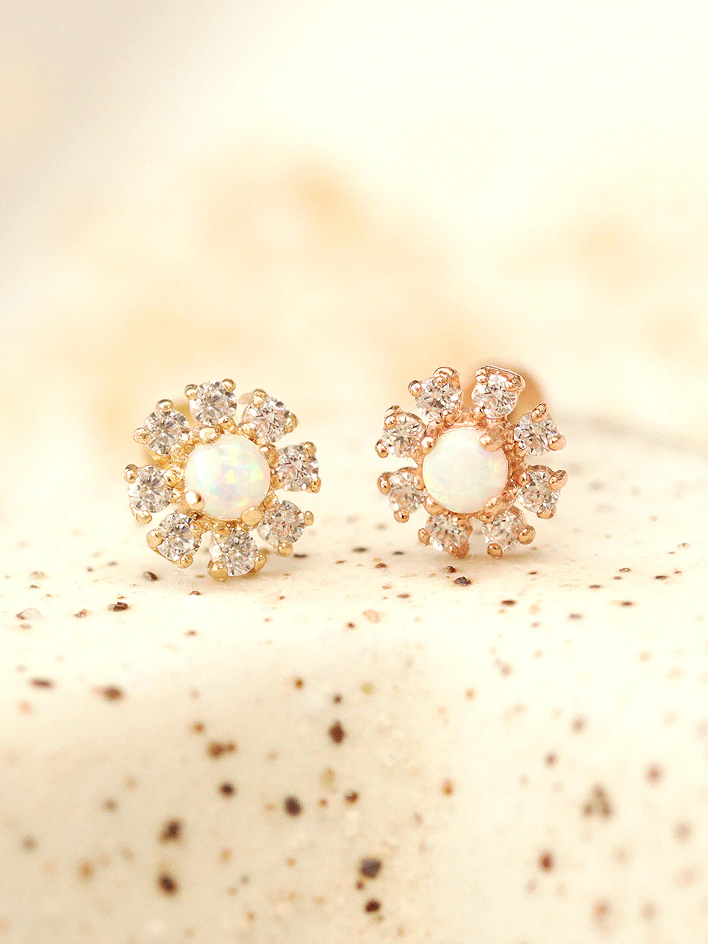 14K Gold Internal Opal Daisy Cartilage Earring 20G18G16G - Image 5