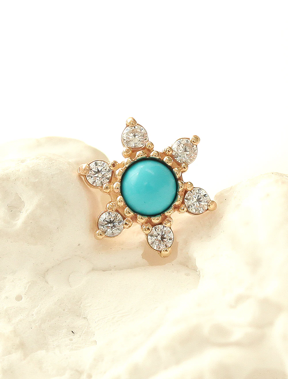 14K Gold Opal & Turquoise Cubic Cartilage Earring 18G16G - Image 7