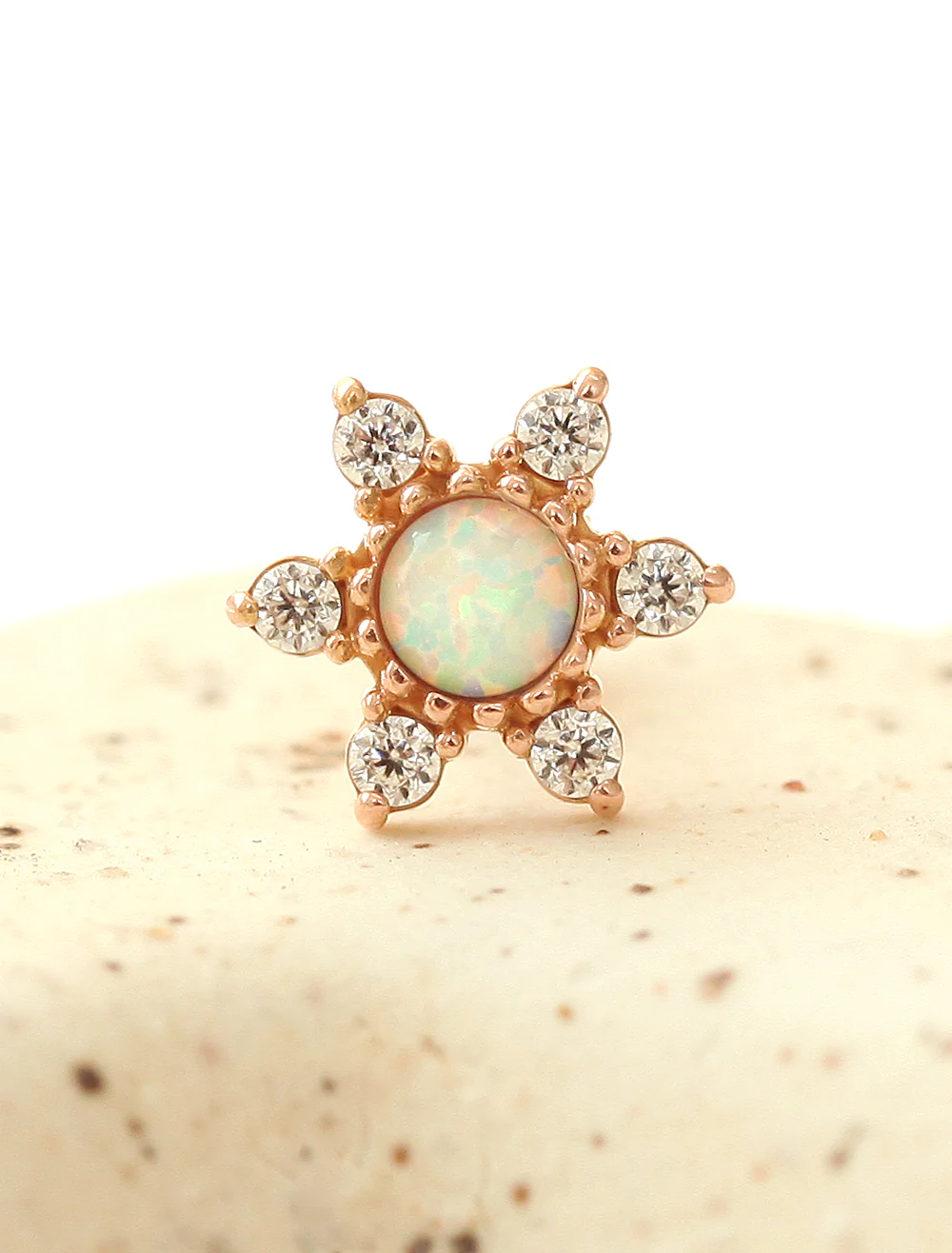 14K Gold Opal & Turquoise Cubic Cartilage Earring 18G16G - Image 8