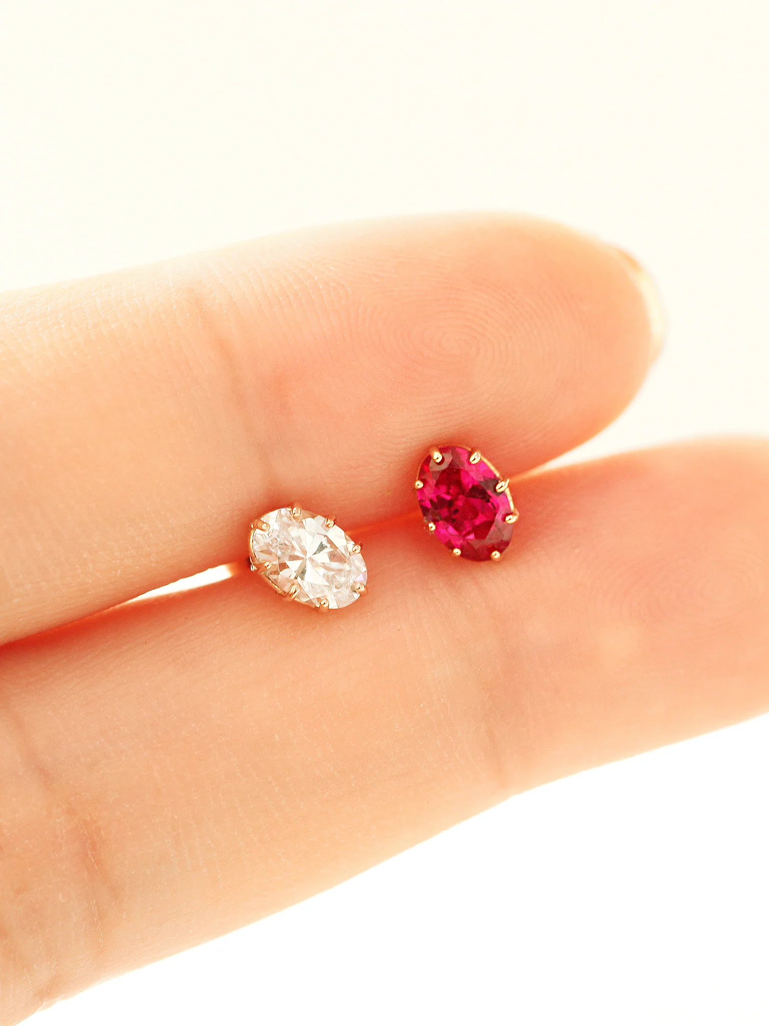 14K Gold Oval Cubic Cartilage Earring 18G16G - Image 10