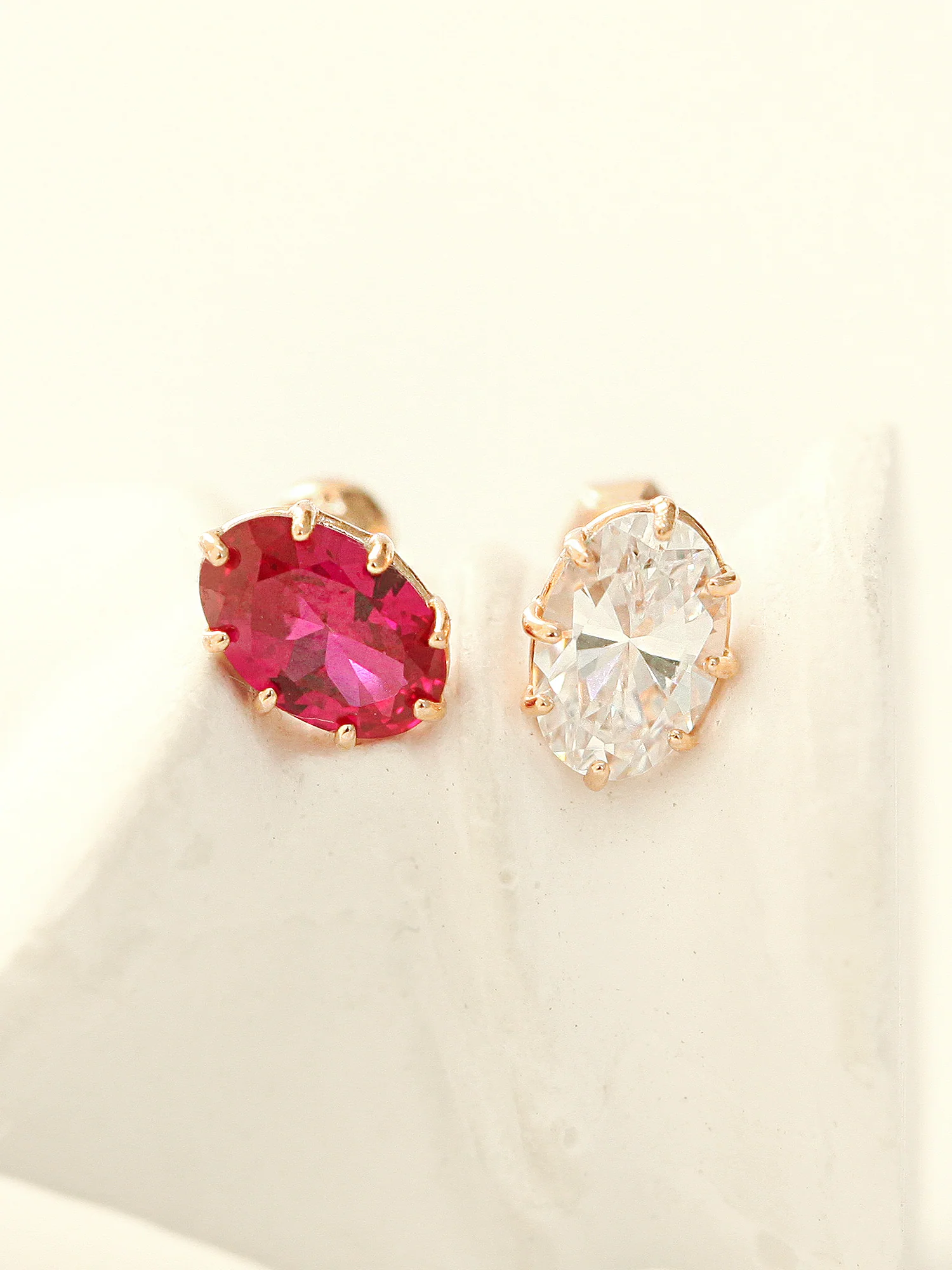 14K Gold Oval Cubic Cartilage Earring 18G16G - Image 2