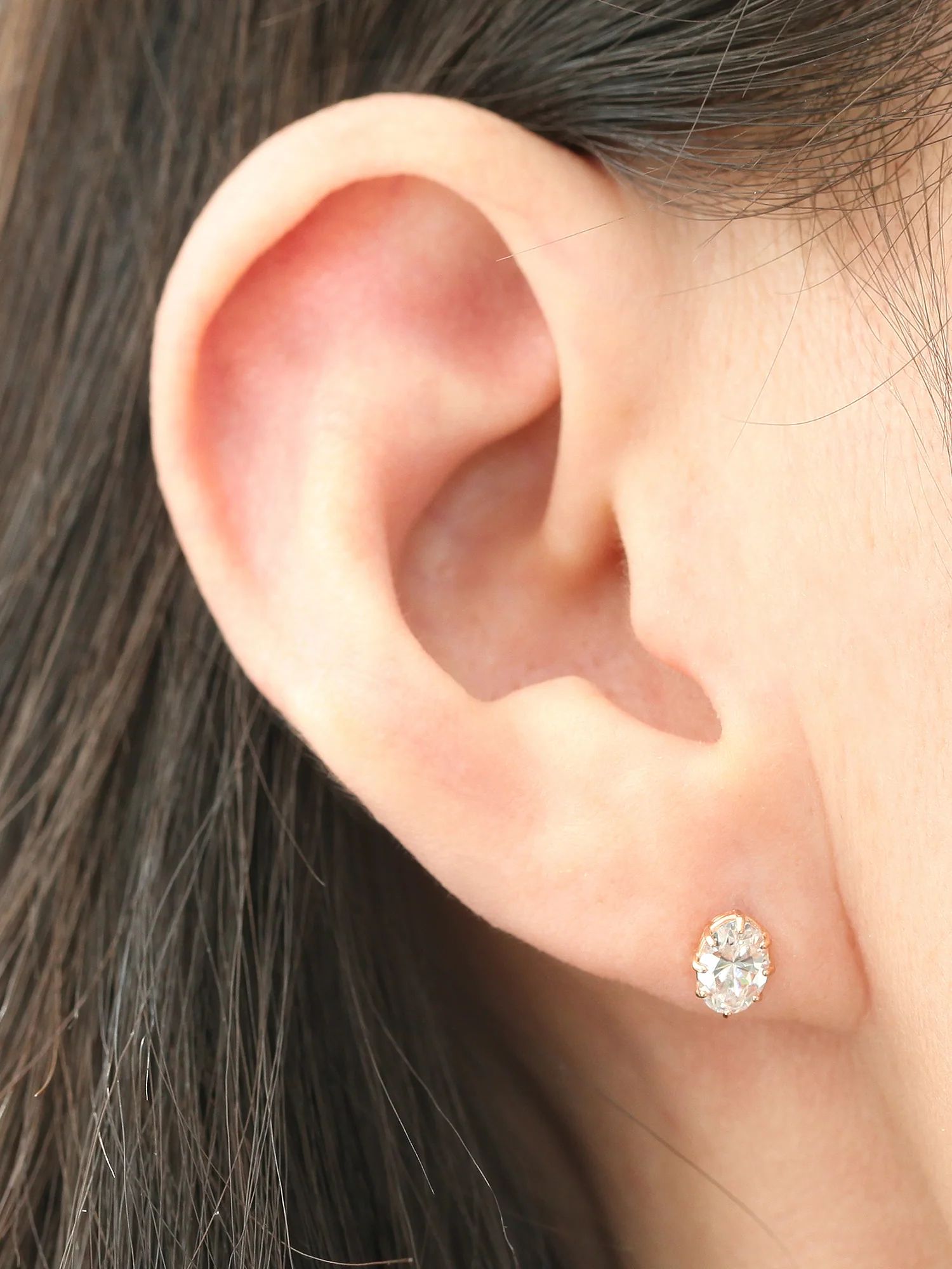 14K Gold Oval Cubic Cartilage Earring 18G16G - Image 7