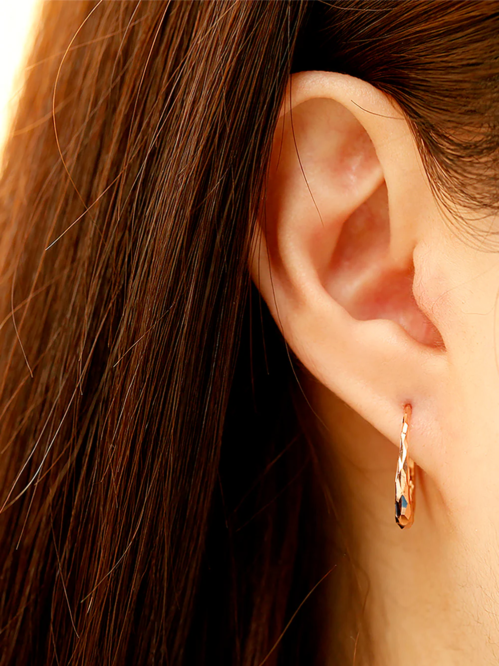 14K Gold Oval Shape Cartilage Hoop Earring - Image 4