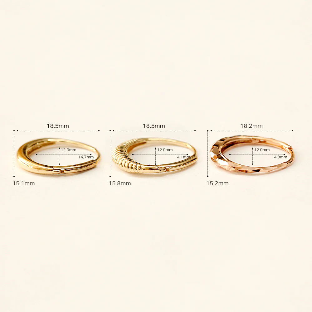 14K Gold Oval Shape Cartilage Hoop Earring - Image 7