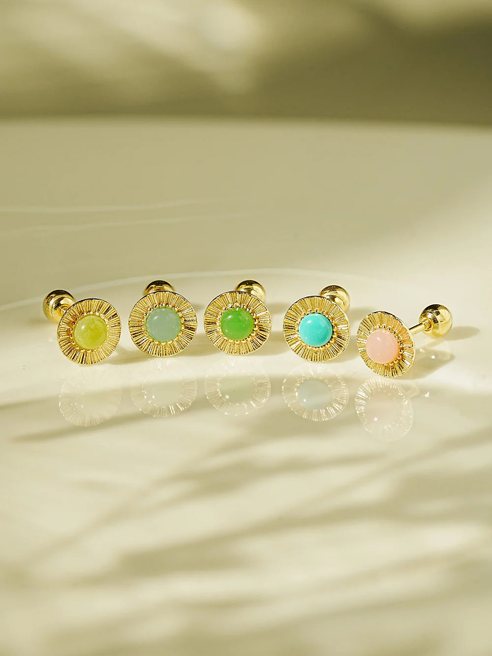 14K Gold Pale Cubic Stone Solar Earring 20G18G16G - Image 13