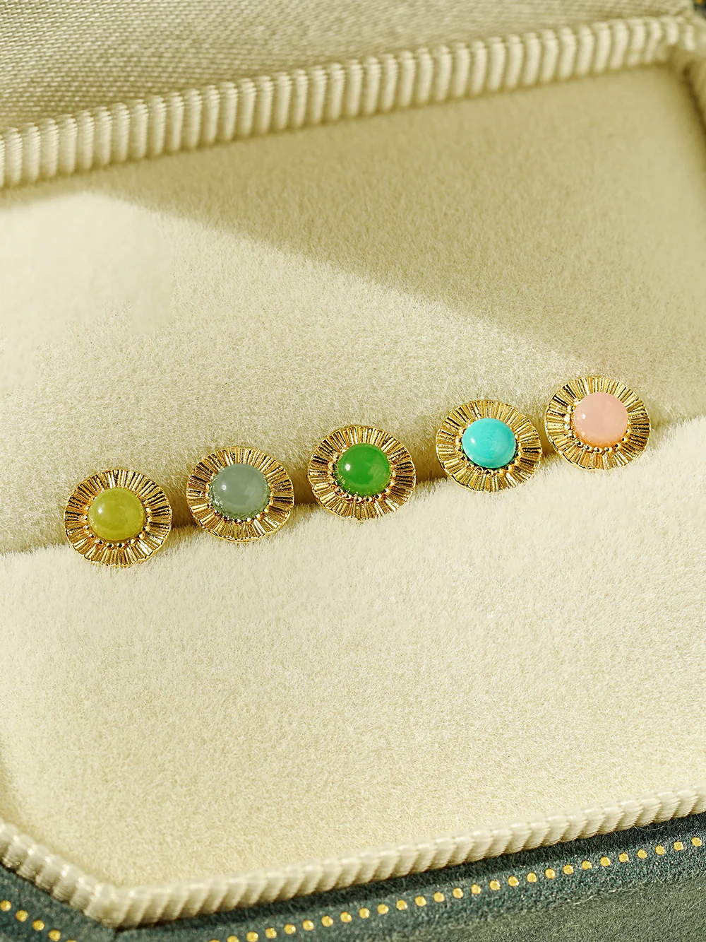 14K Gold Pale Cubic Stone Solar Earring 20G18G16G - Image 9