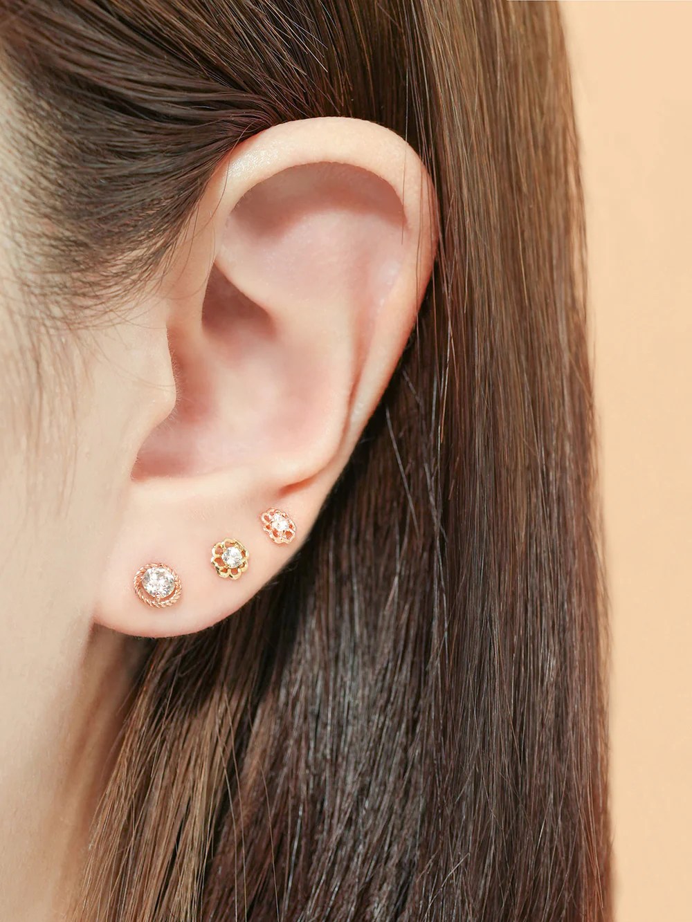 14K Gold Pansy Flower Moissanite Cartilage Earring 20G18G16G - Image 12