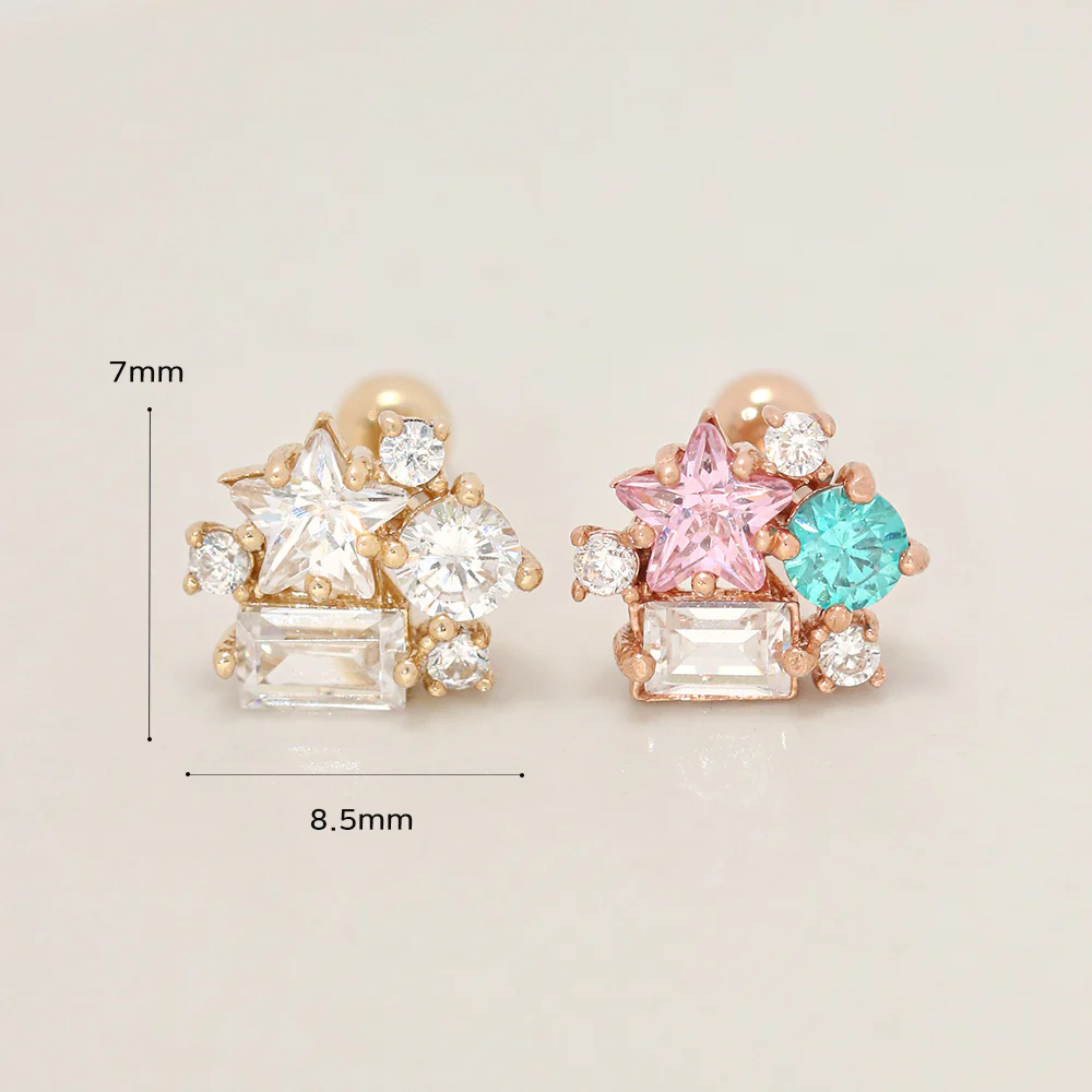 14K Gold Pastel Star Dust Cartilage Earring 20G18G16G - Image 14