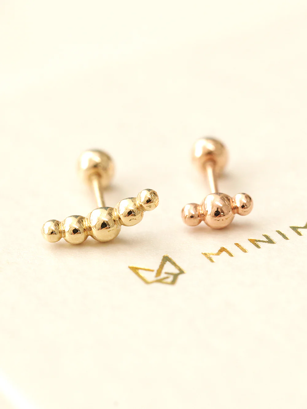 14K Gold Peanut Bubble Cartilage Earring 20G - Image 2