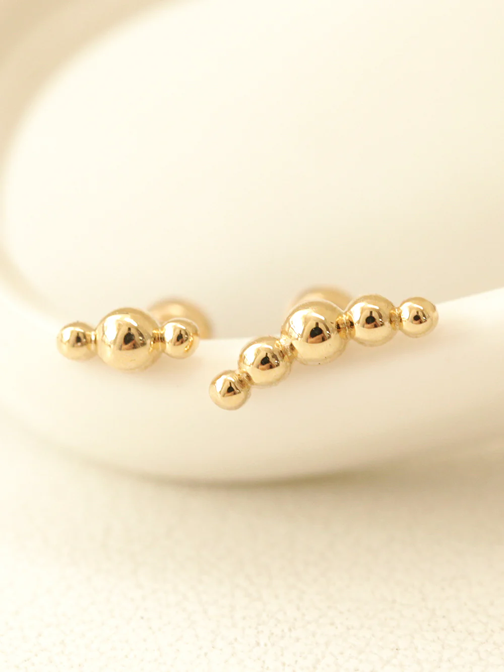 14K Gold Peanut Bubble Cartilage Earring 20G - Image 3