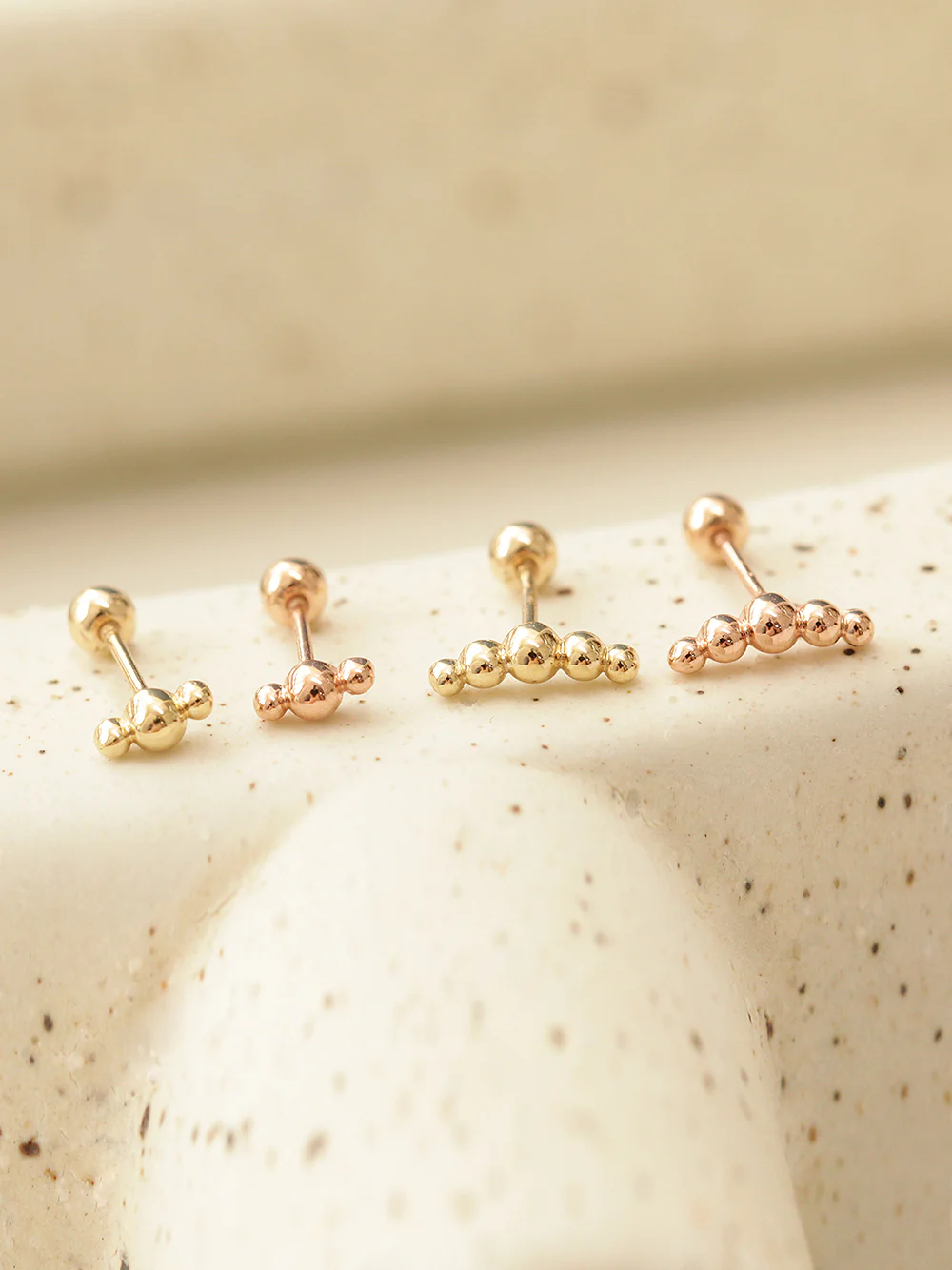 14K Gold Peanut Bubble Cartilage Earring 20G - Image 5