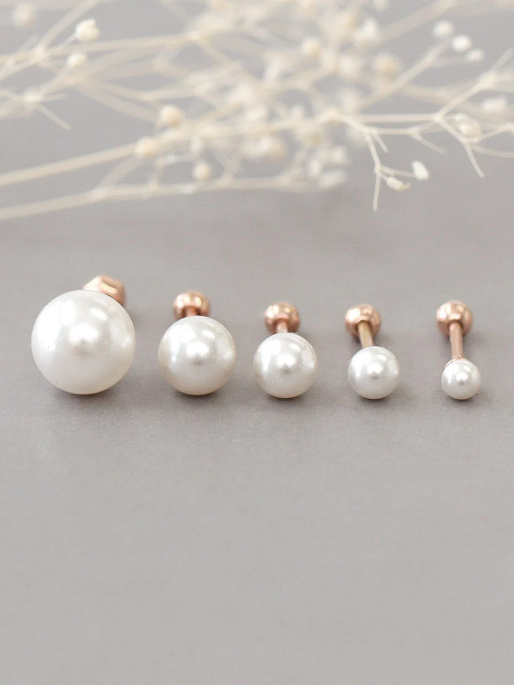 14K Gold Pearl Cartilage Earring 18G
